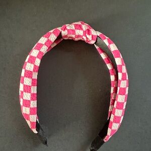Headband NEW Pink & White checkered pattern